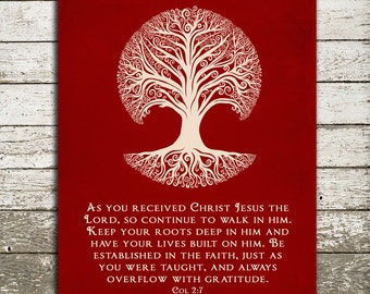 Bible Verse Wall Art - Keep your roots deep in Him Colossians 2 - 8x10 Gift Print