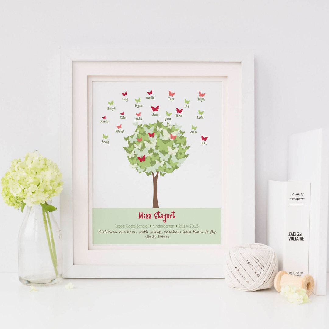 TEACHER Gifts, Personalized Print With Student Names, Custom Butterfly ...