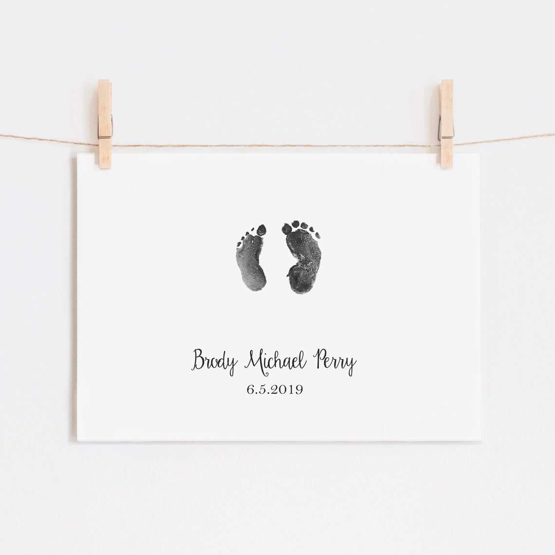 Baby Footprint Gift Personalized Foot Print Art Print With Etsy UK