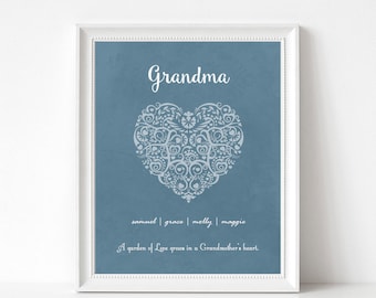 Custom GRANDMA Gift Print, Personalized Birthday Gift from Grandkids, Grandmother Sign, Mothers Day Gift for Grandma, Family Gift, Art Print