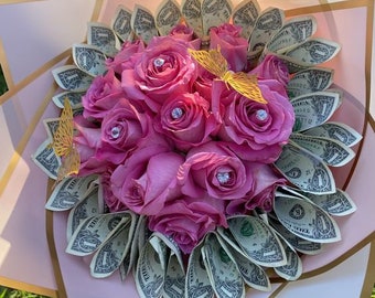 Money Rose Bouquet handmade custom roses ramo buchon for birthday wedding graduation mothers day gift any occasion