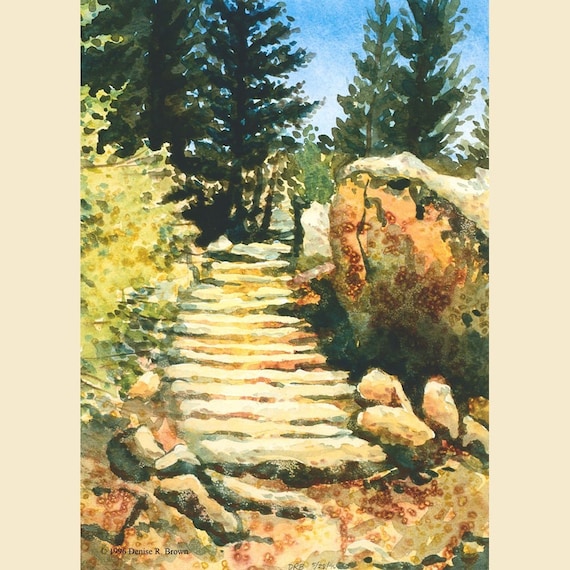 Steps to Blue Lake, Fine Art Print 7x9