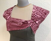 1950’s Style Dress with Grey Stretch Cotton Satin with Burgundy Tribal Polynesian Print