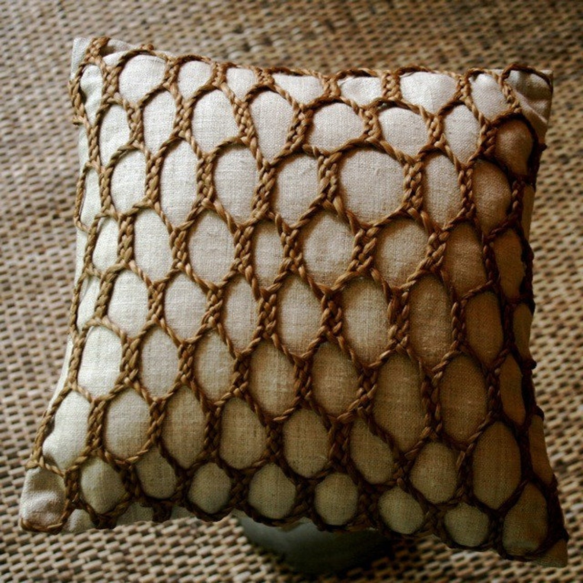 Woven jute cushion cover Etsy