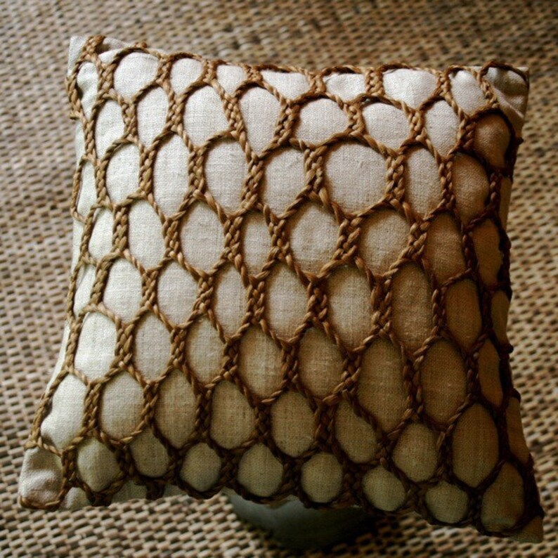 Woven jute cushion cover Etsy
