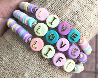 Live , love , life bracelet set