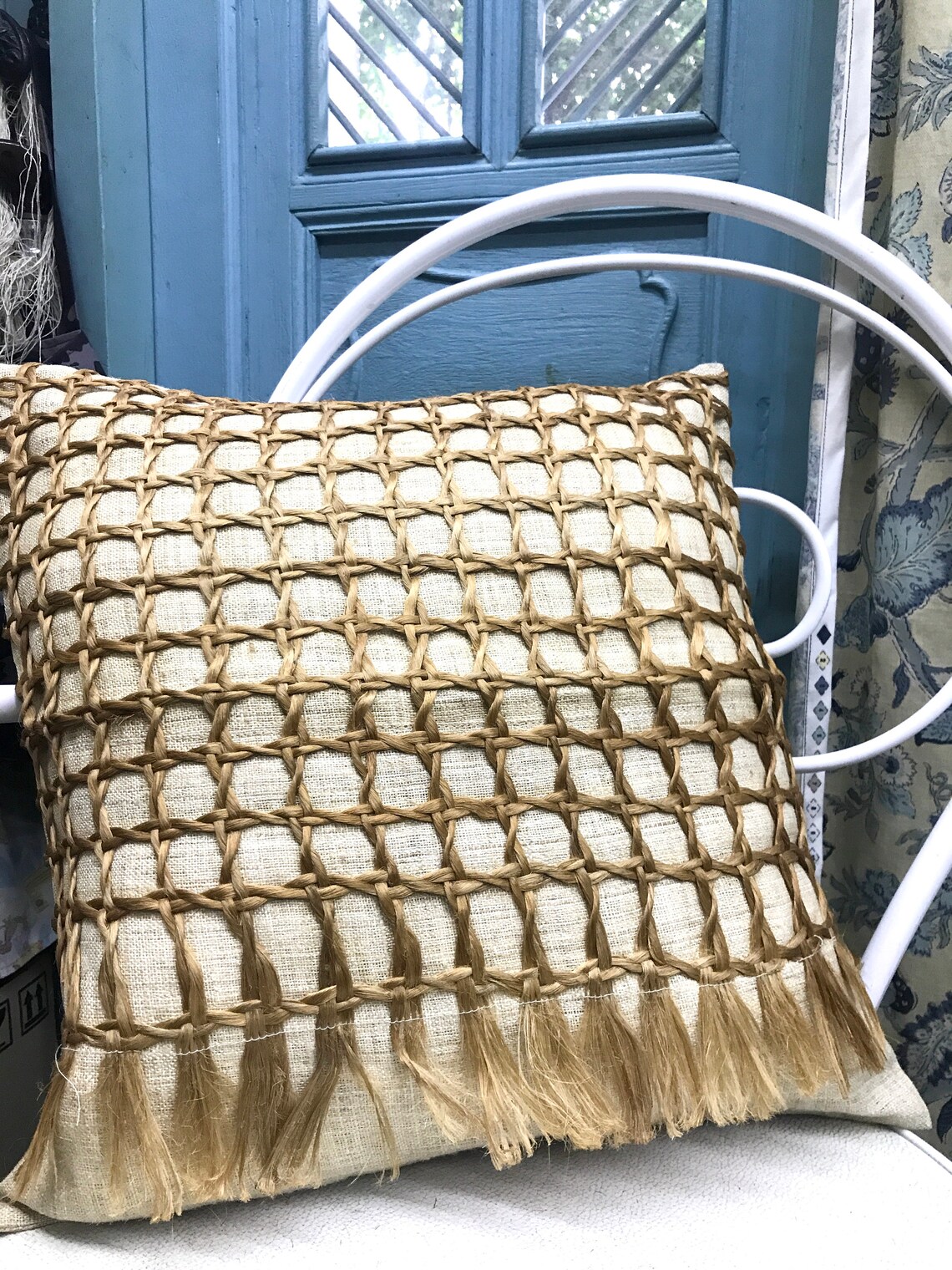 Woven jute cushion cover Etsy