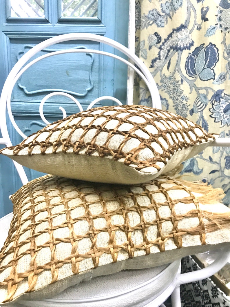 Woven jute cushion cover Etsy