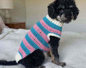 XS Dog Jumper, Crochet, Knit, Colourful, Warm Winter Sweater, Soft