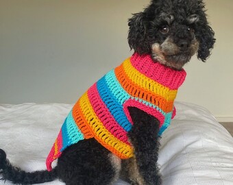 XS Dog Jumper, Crochet, Knit, Colourful, Warm Winter Sweater, Soft