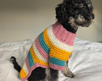 XS Dog Jumper, Crochet, Knit, Colourful, Warm Winter Sweater, Soft