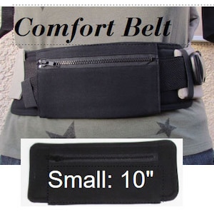 Cinturón de confort pequeño de 10" para portabebés de lona negra, funda de cincha para la cintura con bolsillo con cremallera, accesorio para portabebés Bamberoo y Tula con hebilla lateral