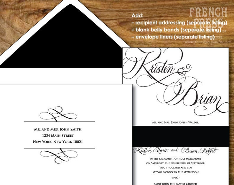 Custom Instant Download Printable DIY Elegant Calligraphy Invitation Suite