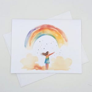 Rainbow Girl Note Card Set, 8 matching cards, blank inside, all occasion