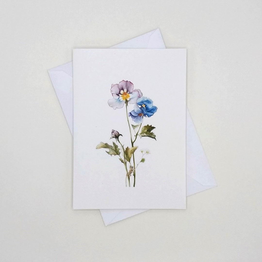 Wildflower Cards Set, 8 Blank Folded Cards, Botanical, Watercolor