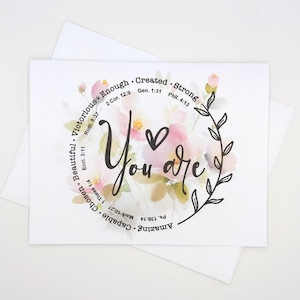 Affirmation Scripture Cards, set of 8 Floral Christian Bible Verse Cards, encouragement