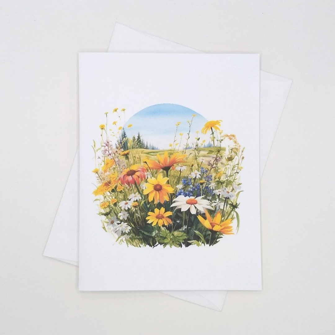 Summer Meadow Note Card Set, 8 Blank Inside Folded Cards and Envelopes ...