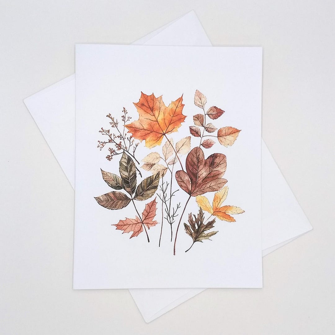Fall Leaves Note Autumn Leaves Note Cards, 8 Matching Cards, Fall Card Set, Thanksgiving ...