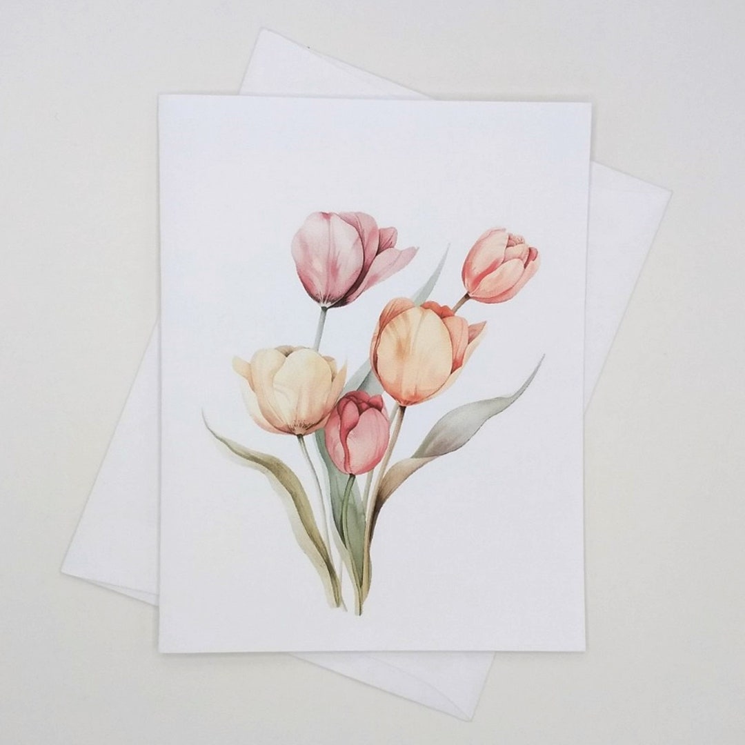 Tulips Note Tulips Note Cards Set, 8 Blank Inside Matching A2 Size Cards With ...