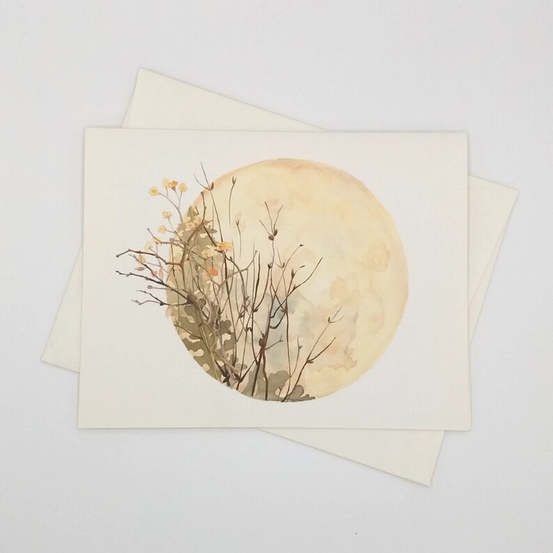 Moon Note Cards Set 8 Blank Folded Cards Fall Harvest Moon Notecards Moon note cards set 8 blank folded cards fall harvest moon notecards