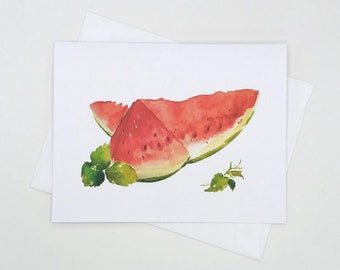 Watermelon Note Card Set, 8 blank folded cards, watermelon slice, picnic, summer food, fruit