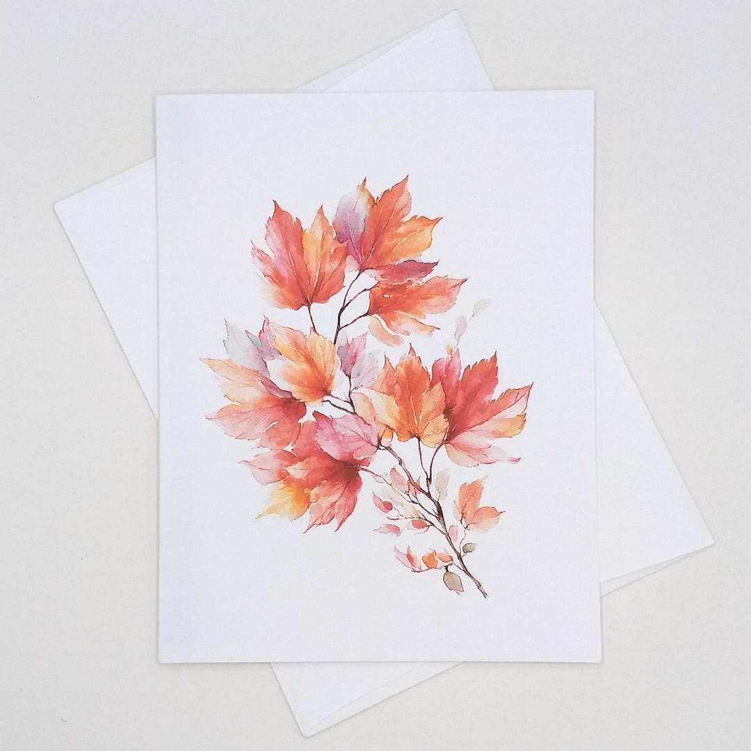 Fall Leaves Note Autumn Leaves Note Card Set, 8 Matching Cards, Thanksgiving, Halloween ...