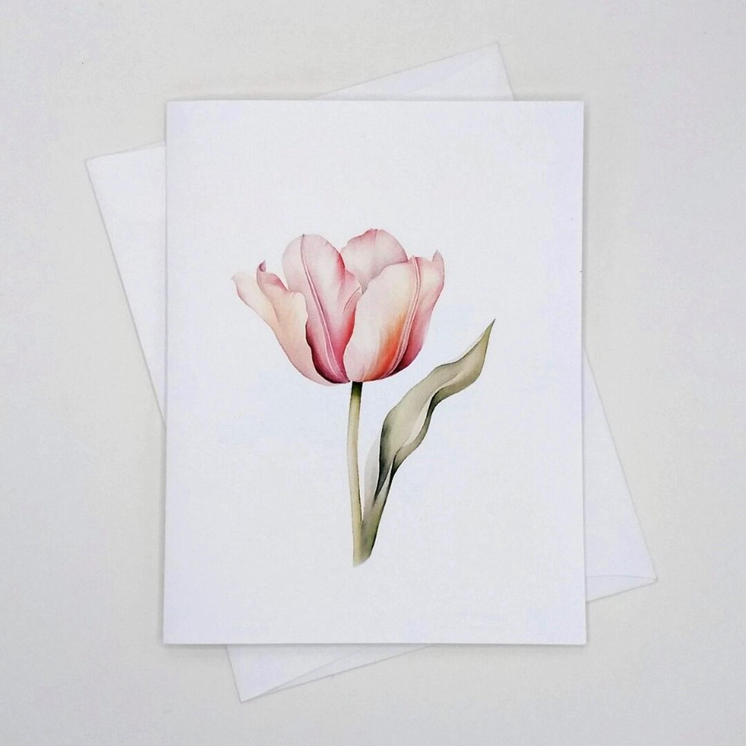 Tulips Note Pink Tulip Note Card Set, 8 Matching Cards, Mother’s Day Gift ...
