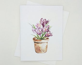 Crocus Flower Card  Set, 8 blank folded cards, watercolor flowers, notecards, spring flowers, mother’s day