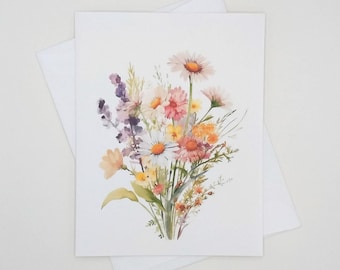 Wildflower Cards, note cards, set of 8 blank folded cards, watercolor flowers, garden flowers, wildflowers, notecards