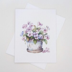 Pastel Violets Card Set, 8 matching note cards, spring flowers, all occasion notes