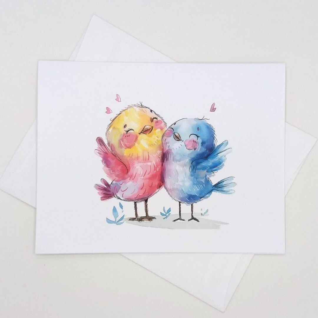 Friendship Birds Cards, 8 Blank Folded Note Cards Set, Cute Birds, Best ...