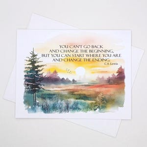 C.S. Lewis Quote Card Set, 8 matching note cards, Country Sunrise Landscape, Graduation, Encouragement