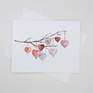 Hearts Valentine Cards, 8 matching blank heart note cards, Valentine’s Day, wedding, all occasion notes