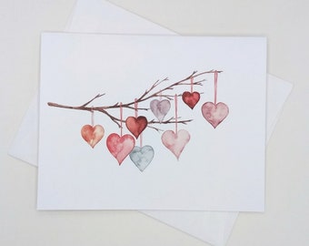 Hearts Valentine Cards, 8 matching blank heart note cards, Valentine’s Day, wedding, all occasion notes