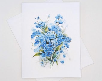 Forget Me Not Flowers Card set, blank folded note cards, watercolor flowers, garden flowers, forget me nots, notecards