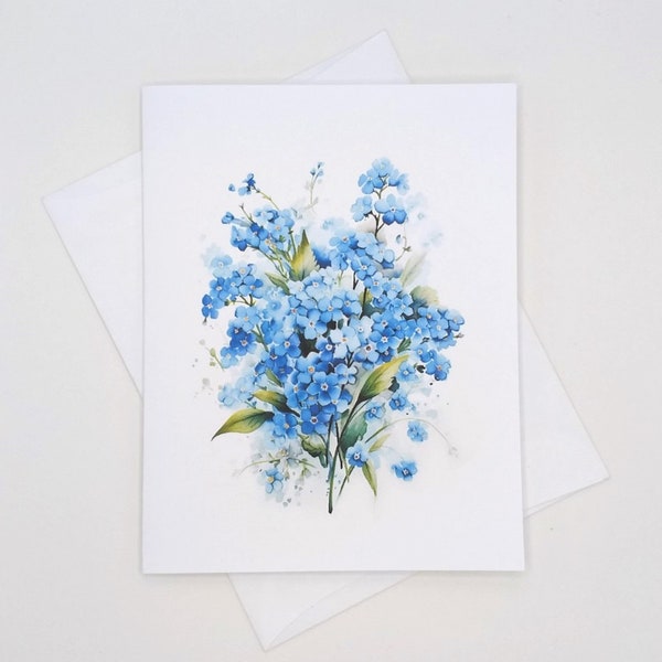 Forget Me Not Flowers Card set, blank folded note cards, watercolor flowers, garden flowers, forget me nots, notecards