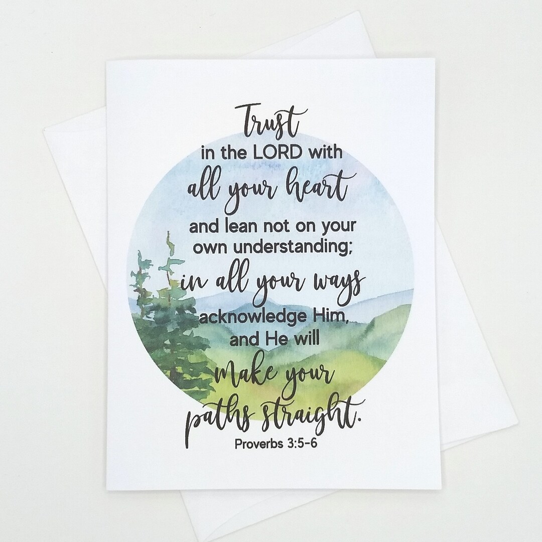 Proverbs 3:5 Scripture Card Set, Bible Verse Note Cards, 8 Blank Inside ...
