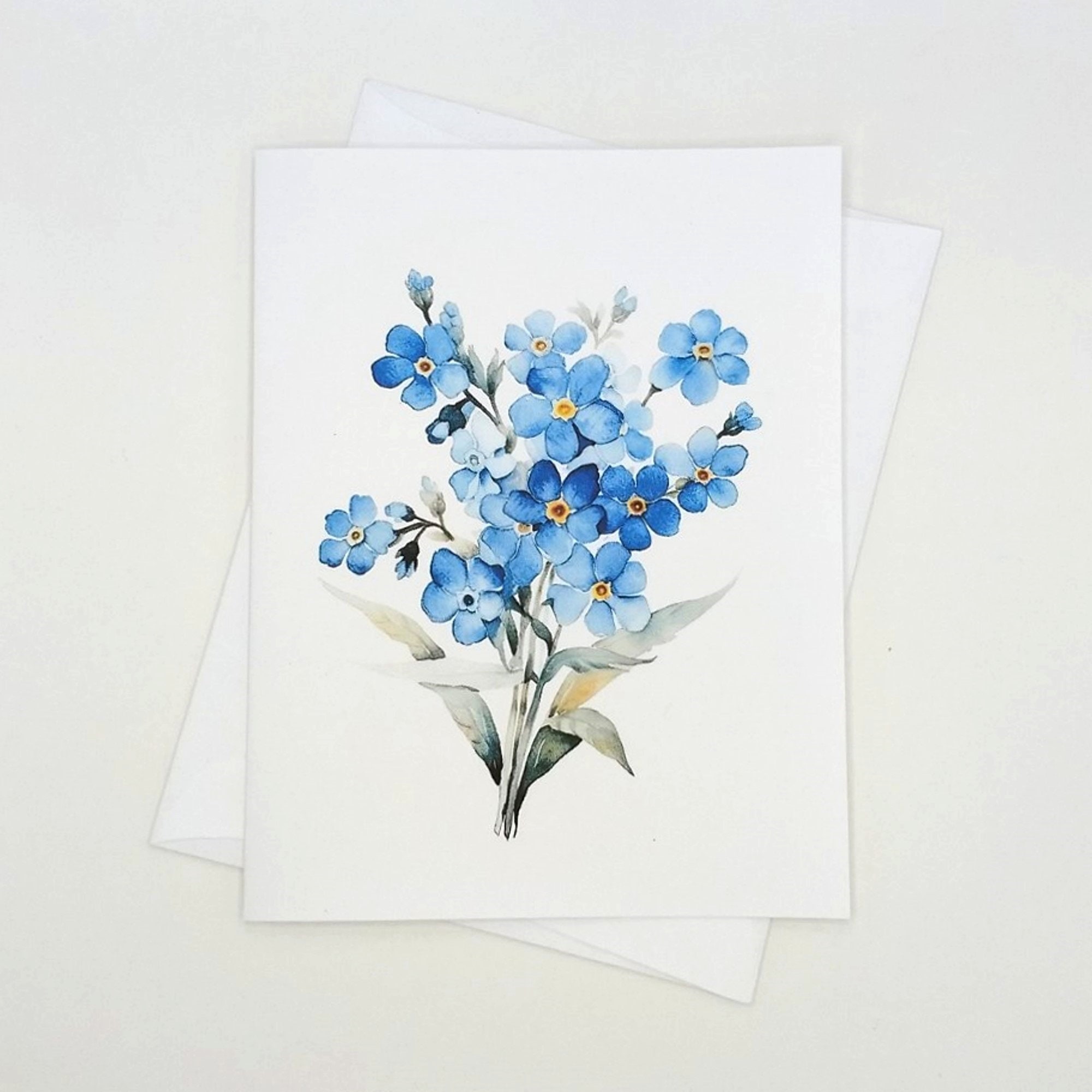 Forget Me Not Flower Card Set, Blank Folded Note Cards, Watercolor ...