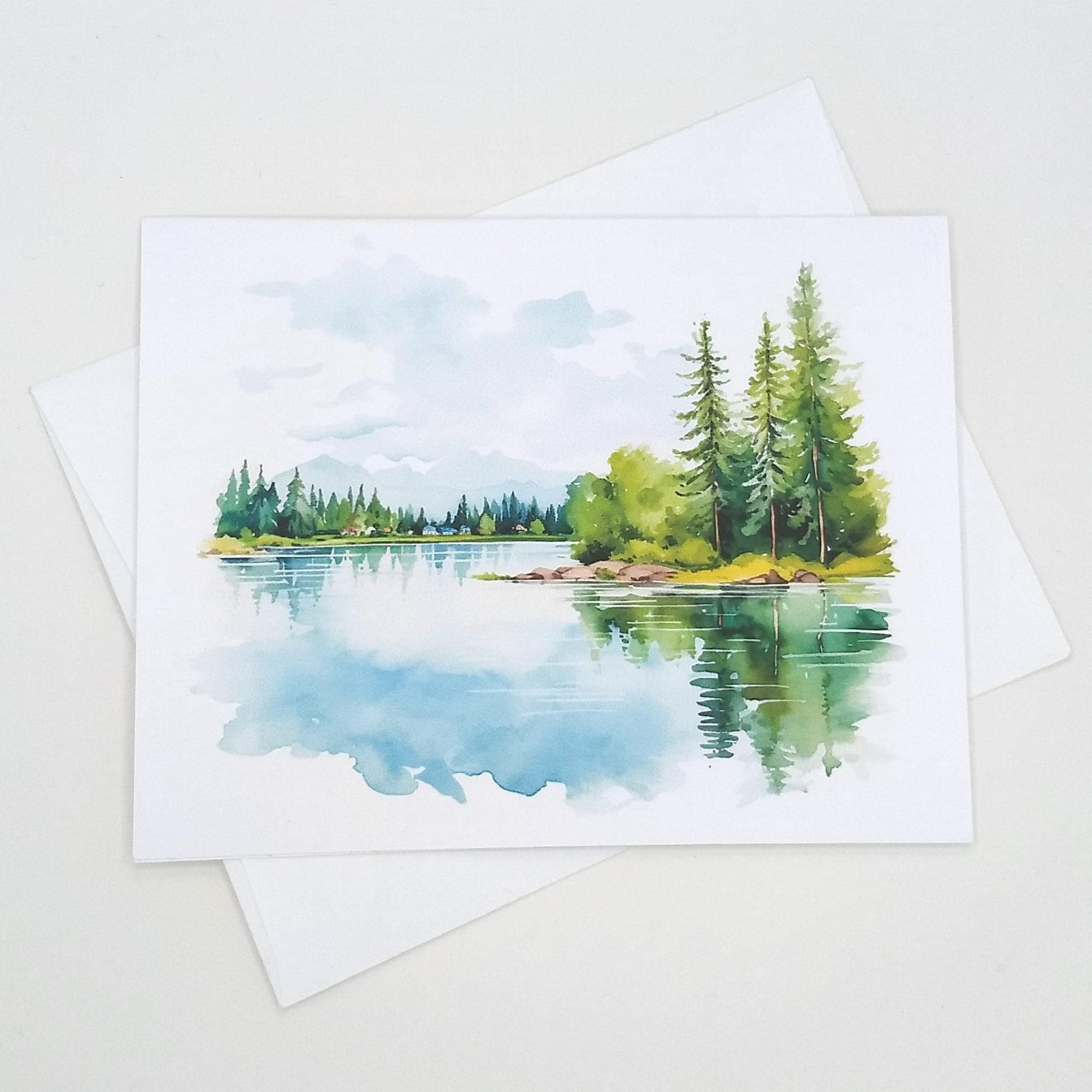 Watercolor Lake Landscape Card Set, 8 Matching Note Cards, All Occasion ...