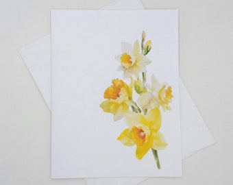 Daffodil Card Set, 8 blank folded cards,  watercolor flowers, daffodils, spring flowers, notecards