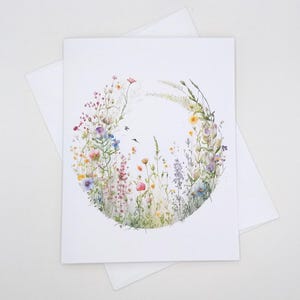 Watercolor Wildflower Note Card Set: Blank Inside Set of 8, Floral Meadow Design