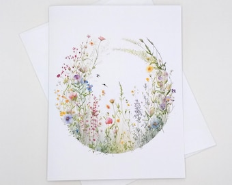 Wildflower Note Cards, set of 8 matching cards, all occasion flower card