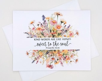 Kind Words Scripture Note Cards, 8 matching cards, Proverbs 16:24, Christian stationery