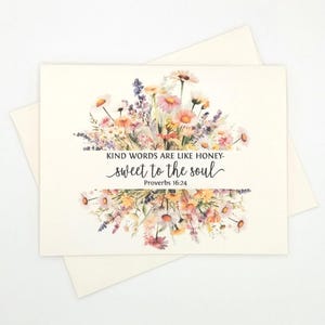Proverbs 16:24 Kind Words Scripture Card Set, 8 matching A2 size note cards, religious encouragement