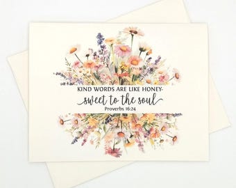 Proverbs 16:24 Kind Words Scripture Card Set, 8 matching note cards, religious, encouragement