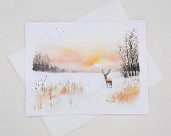 Pack Of 5 Christmas Cards - Countryside Winter Scene (Multipurpose Greeting)