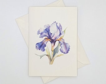 Iris Card Set, 8 blank folded note cards, botanical, watercolor flowers, notecards, spring flowers, wild flower, purple