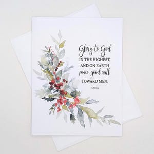 Religious Christmas Cards, set of 8, Luke 2:14 scripture note cards, Glory to God in the Highest