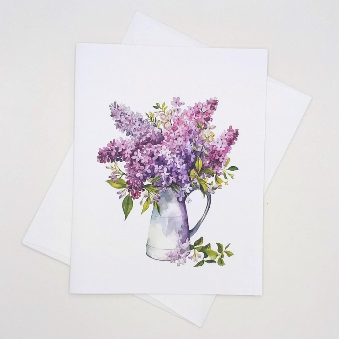 Lilac Bouquet Card Set, 8 Matching Note Cards With Envelopes ...