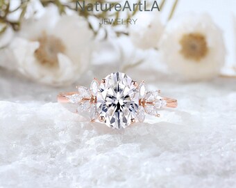 Ovaler Moissanit Verlobungsring: Marquise Schliff, 925 Silber Brautring